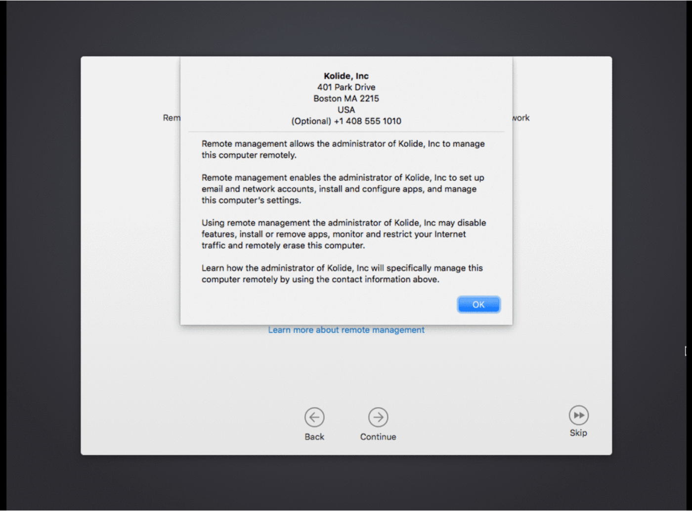 A .gif showing the enrollment into the remote management service