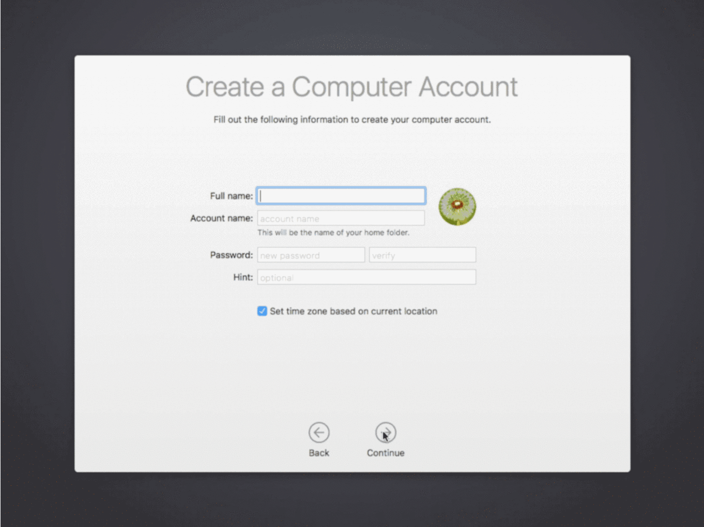 A .gif showing the setup of a macos device