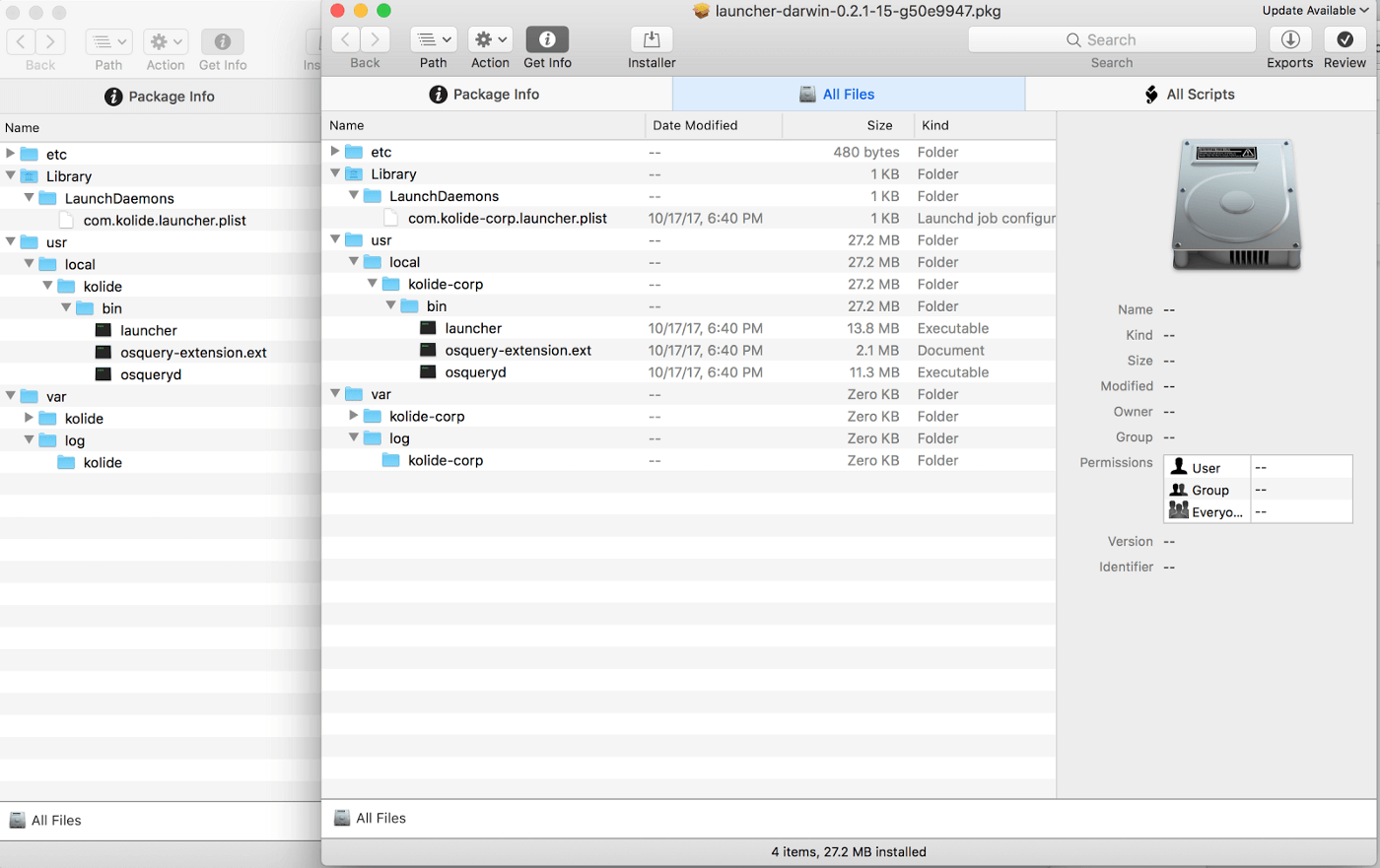 Directories on a macOS device