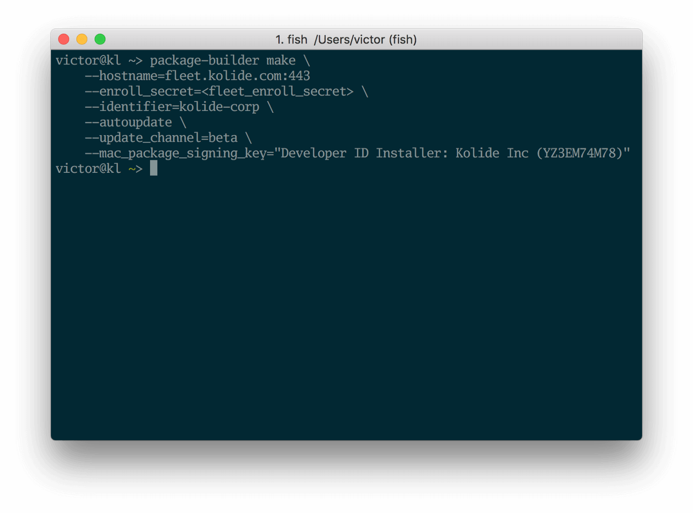 A macOS that shows the script to build the package