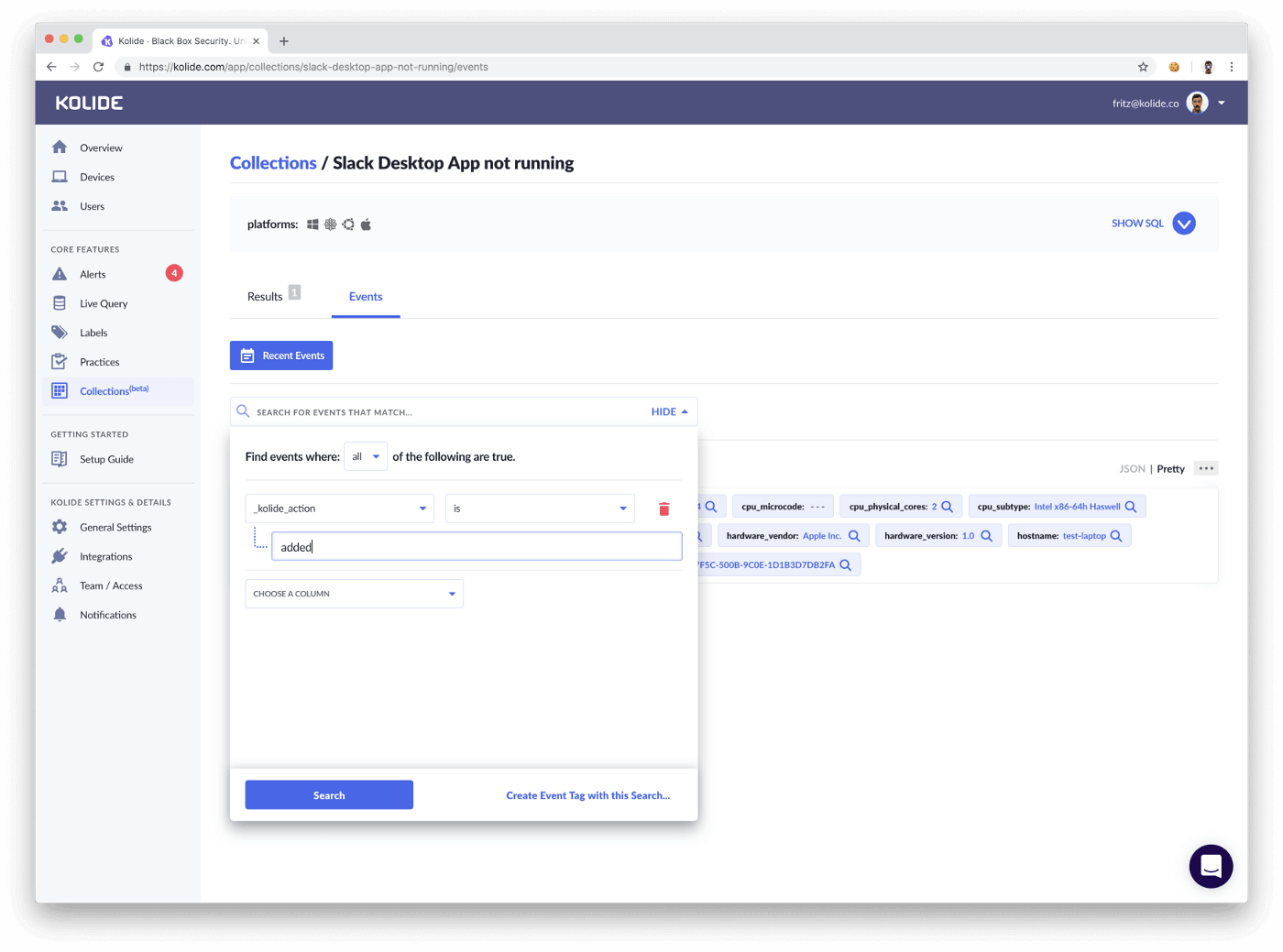 a screenshot that shows the search for the parameter "added"
